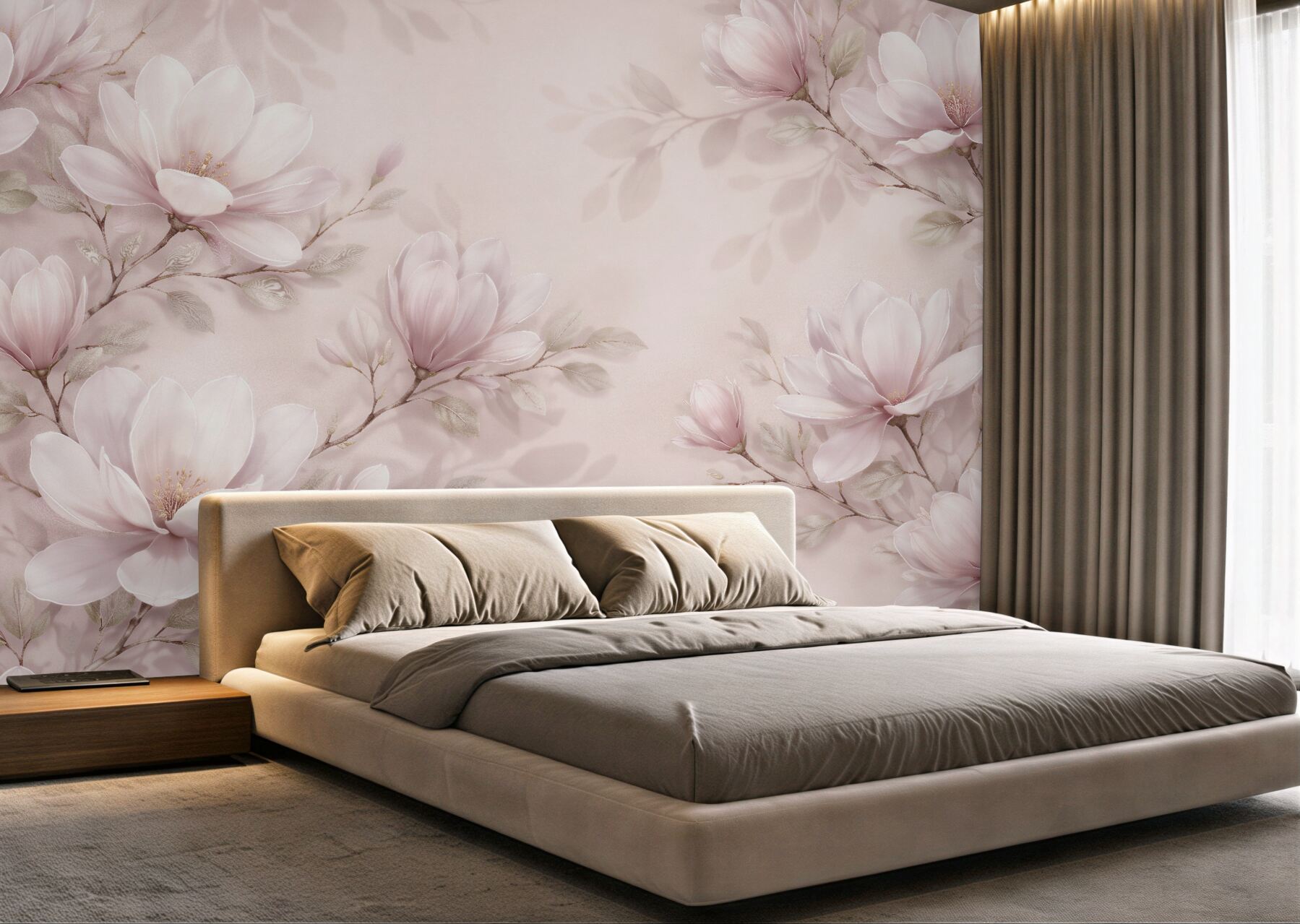 Fototapeta subtelne magnolie na pudrowym tle