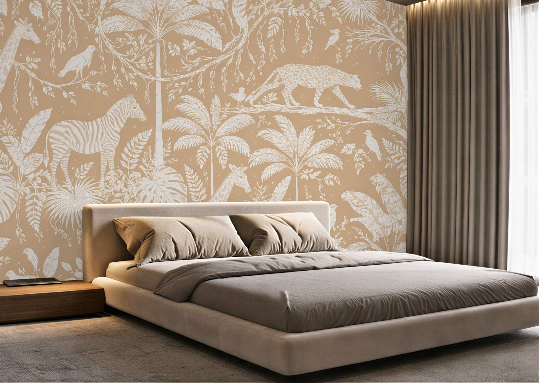 Fototapeta beżowe safari w stylu toile