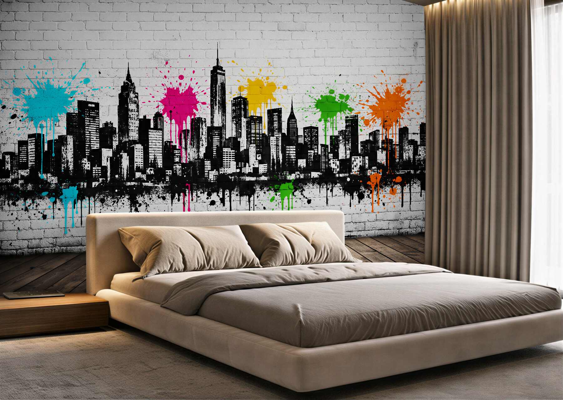 Fototapeta kolorowe graffiti miejskiej panoramy