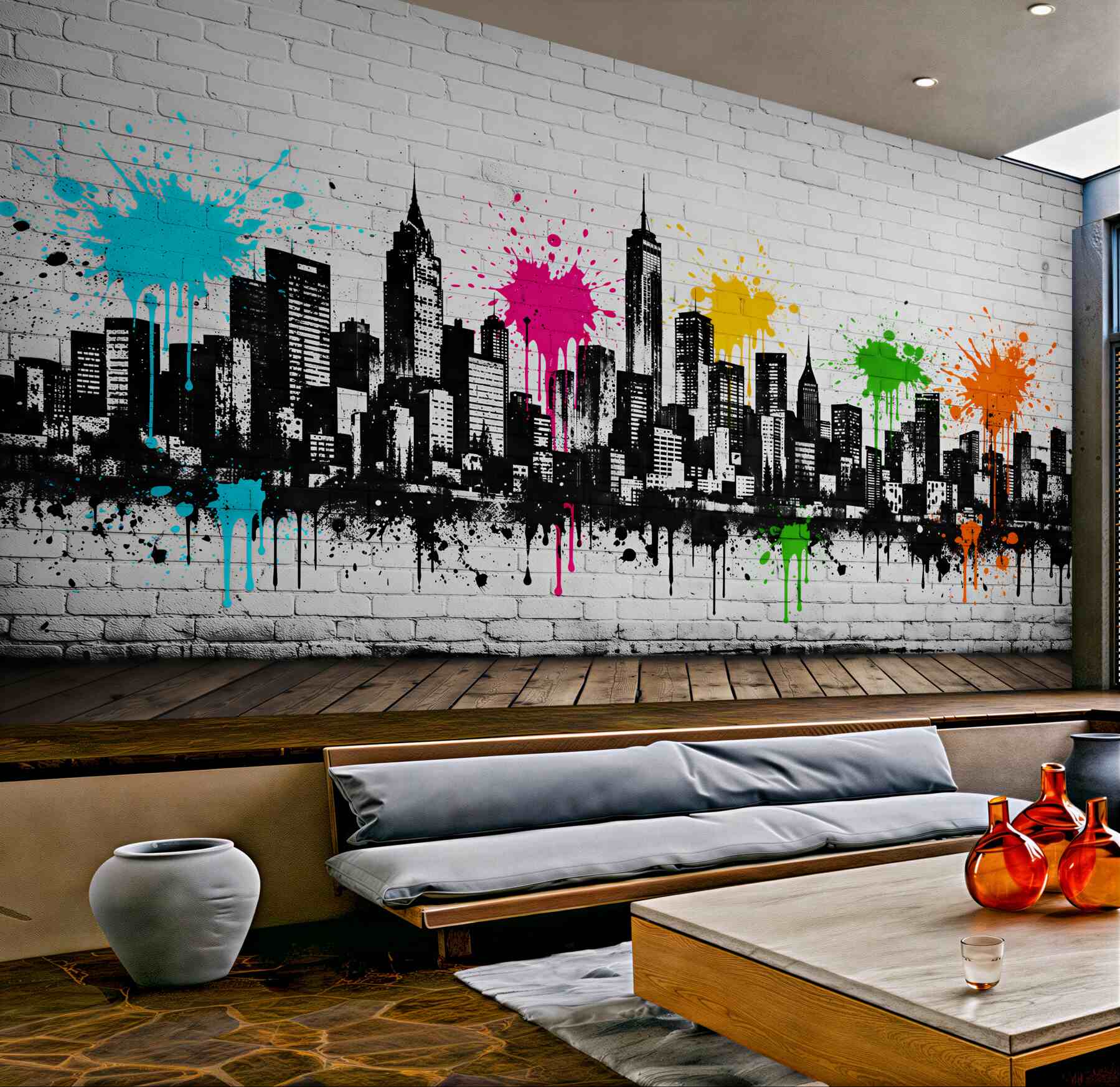 Fototapeta kolorowe graffiti miejskiej panoramy