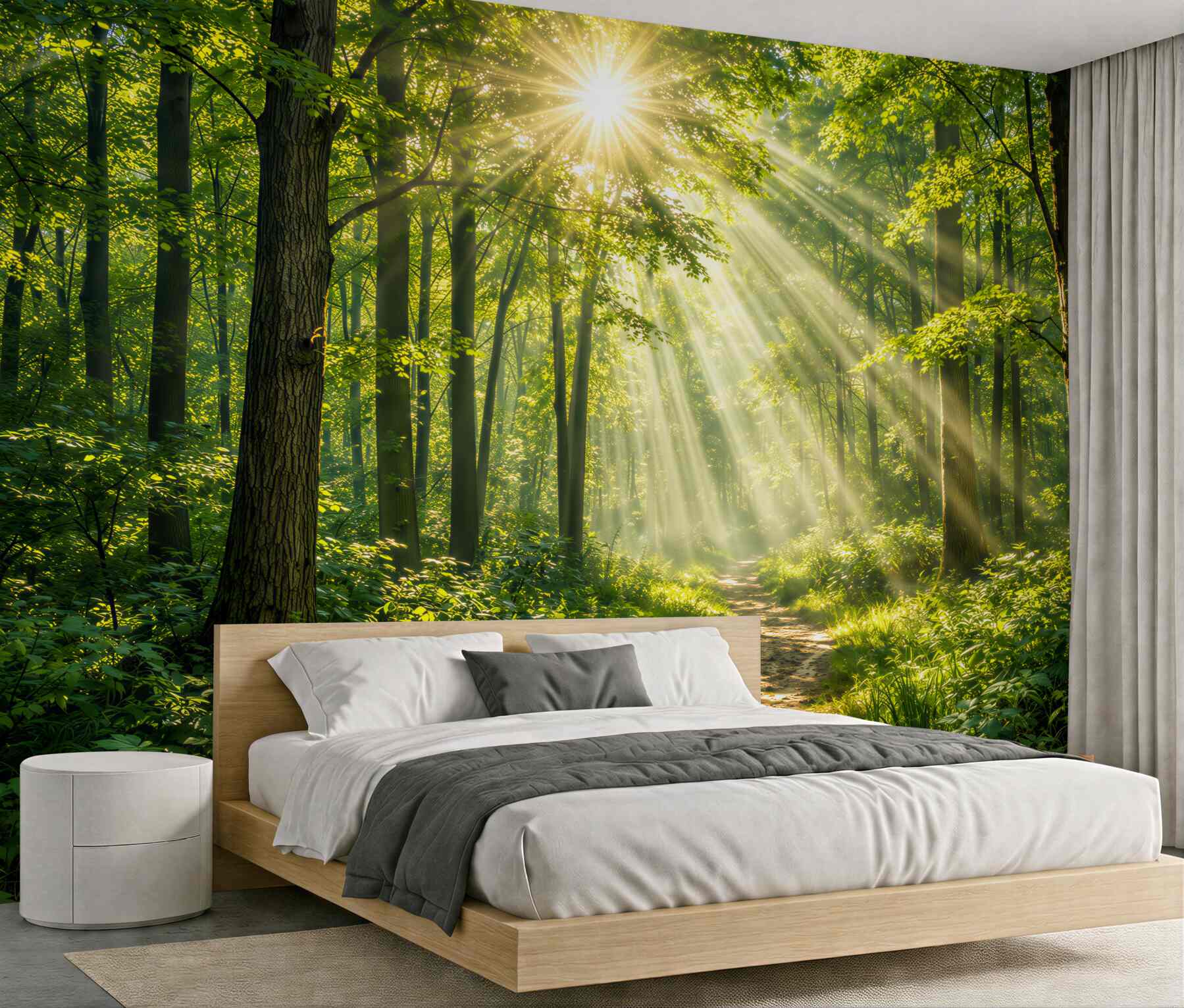 Fototapeta słoneczny las z leśną ścieżką