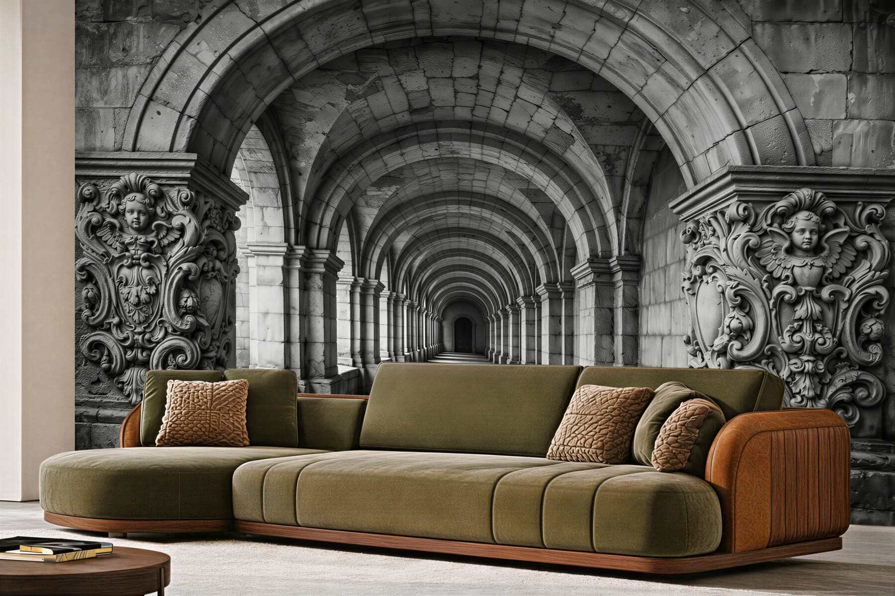 Fototapeta monumentalny kamienny arkadowy korytarz