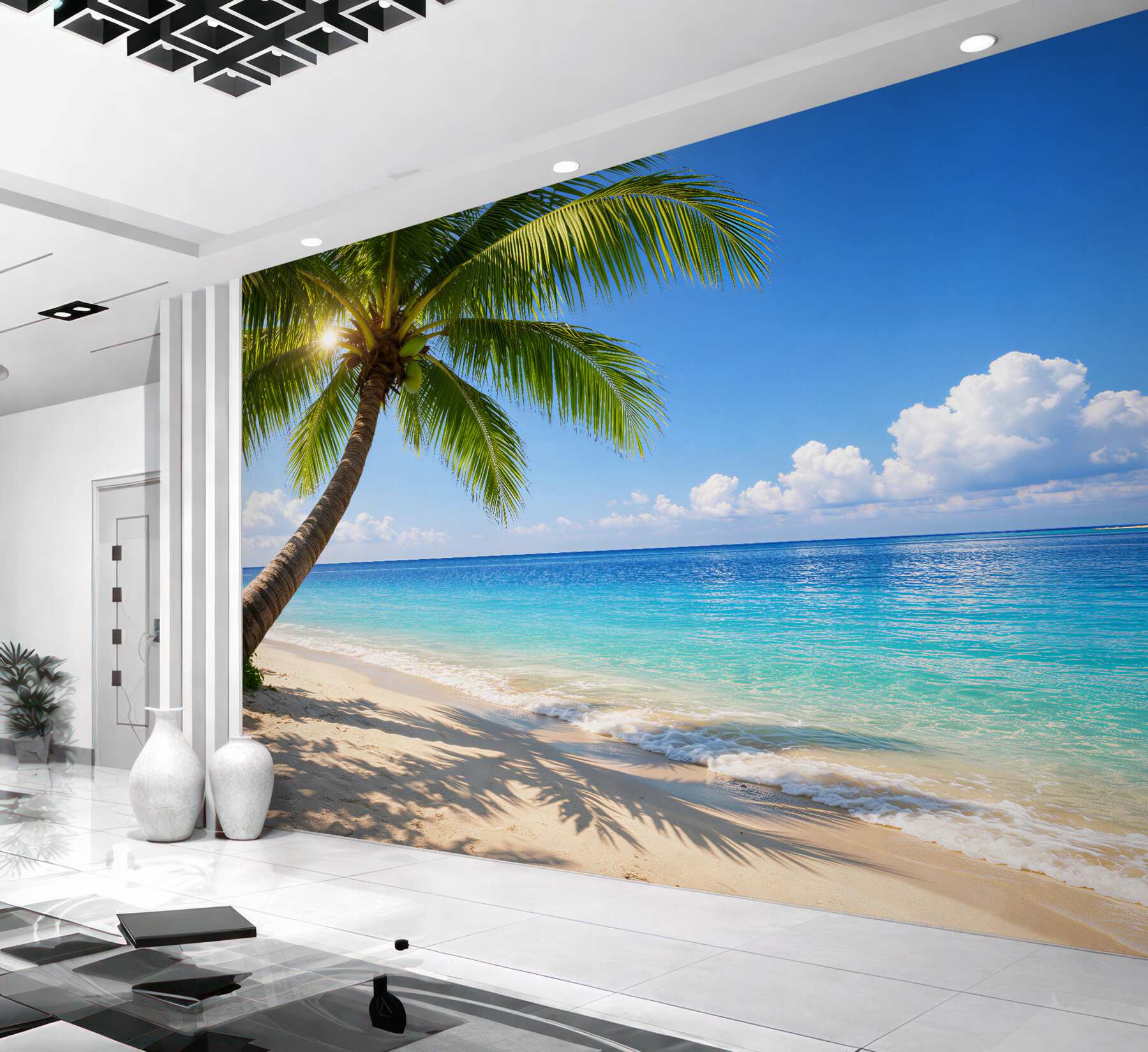 Fototapeta rajska plaża z palmą