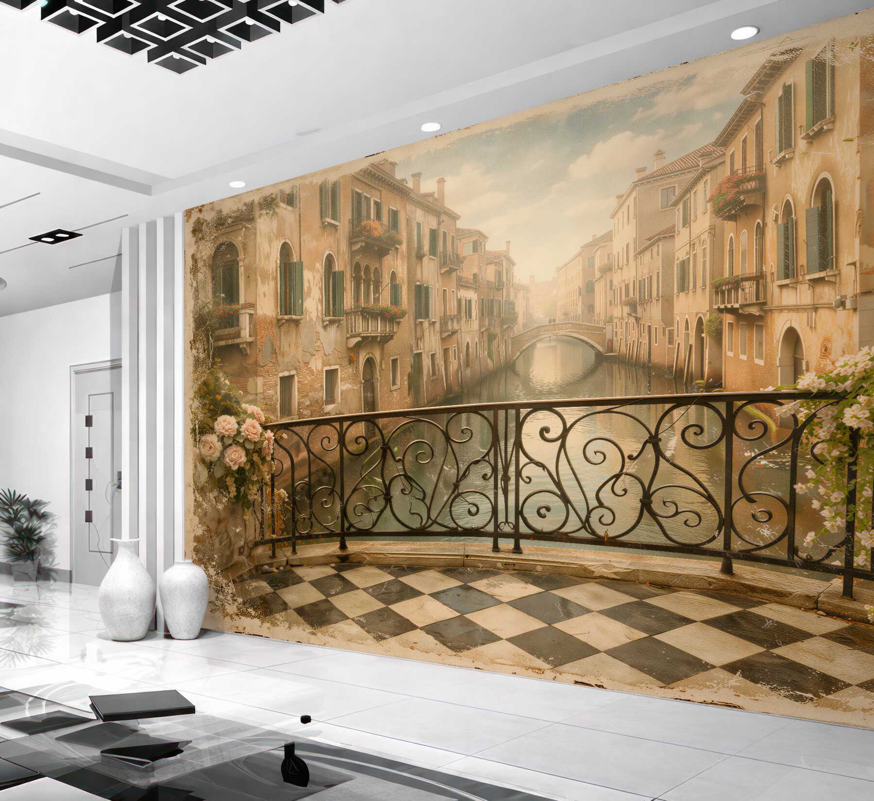 Fototapeta romantyczny balkon nad weneckim kanałem