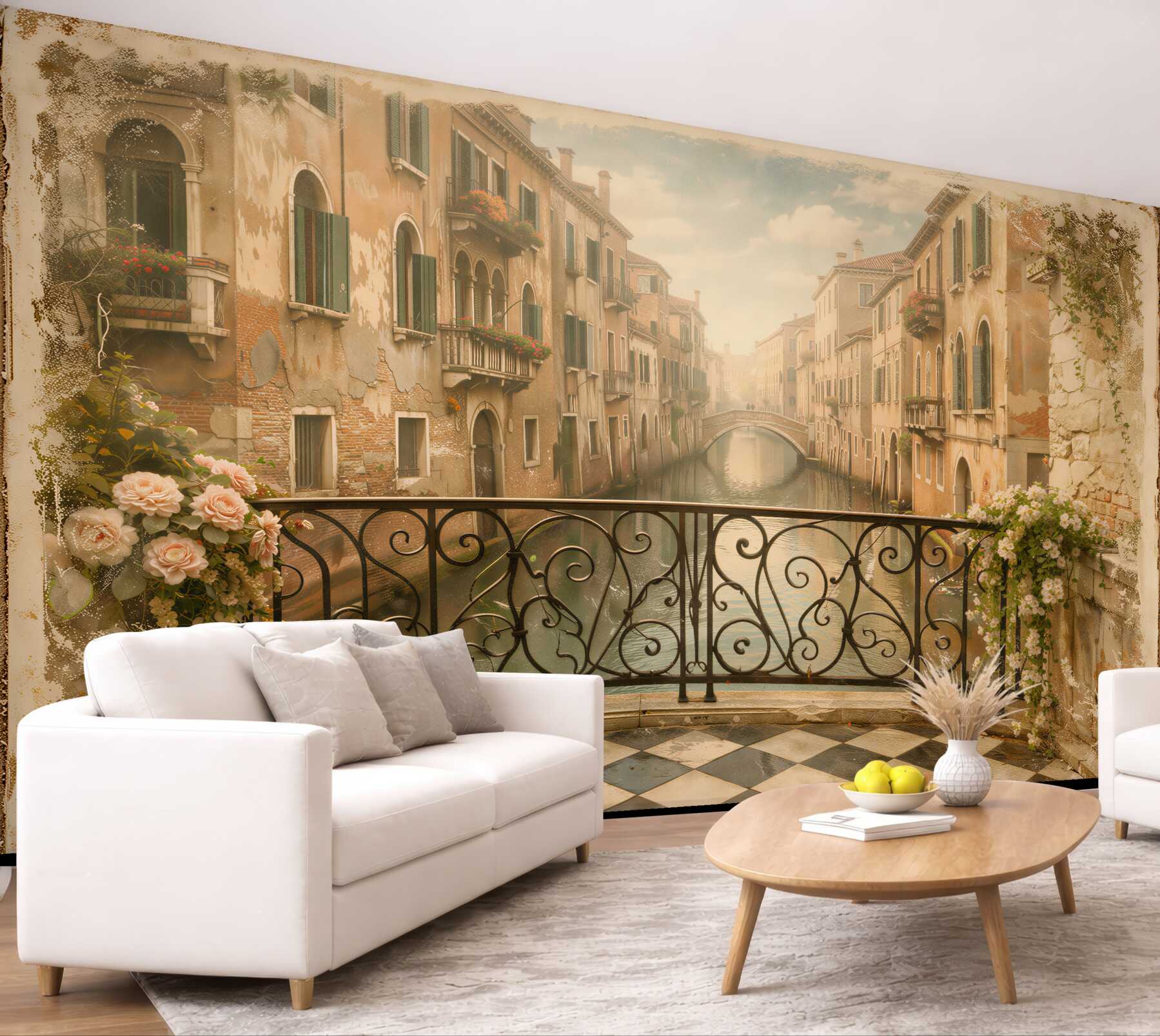 Fototapeta romantyczny balkon nad weneckim kanałem