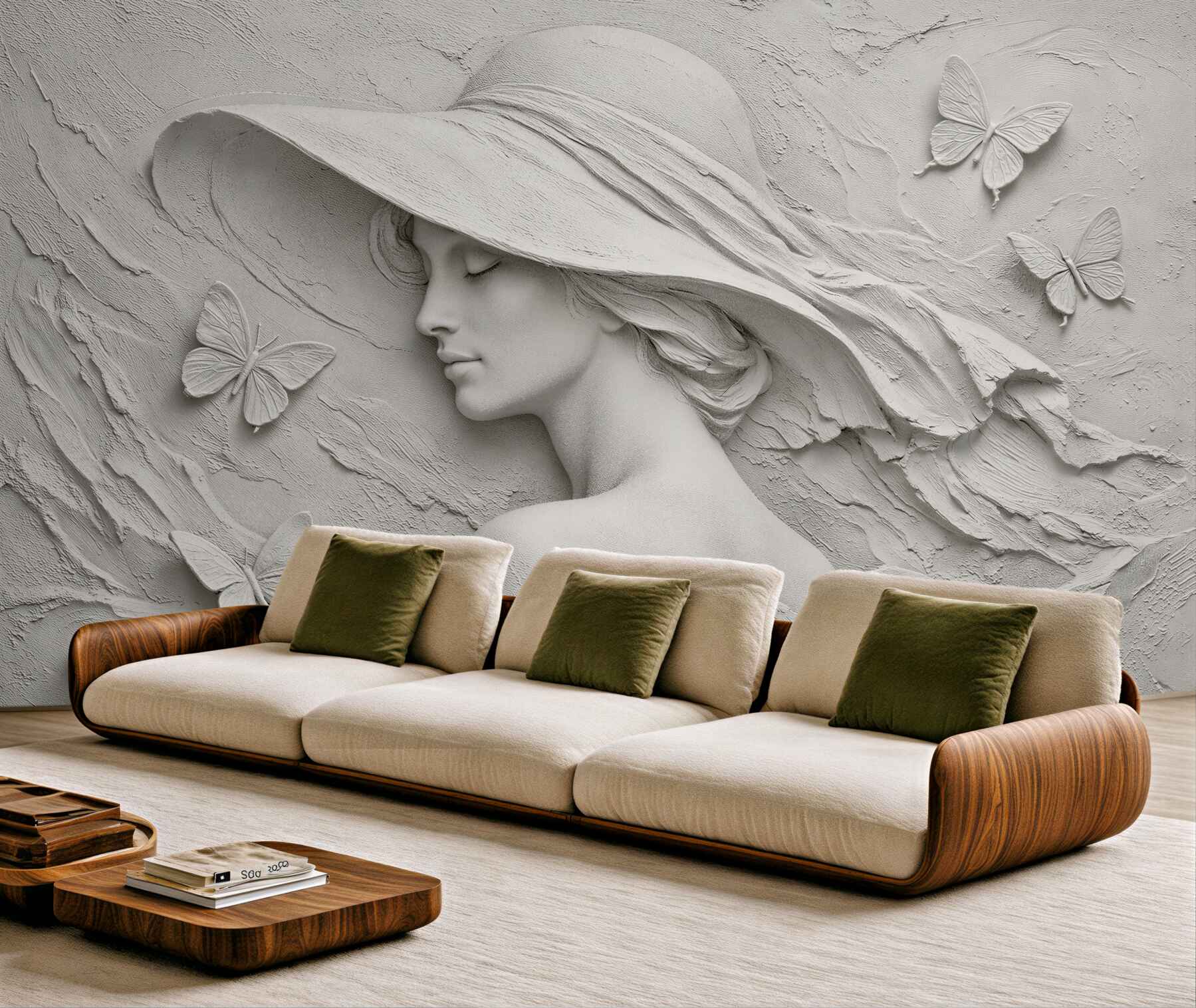 Fototapeta elegancka dama z motylami 3d