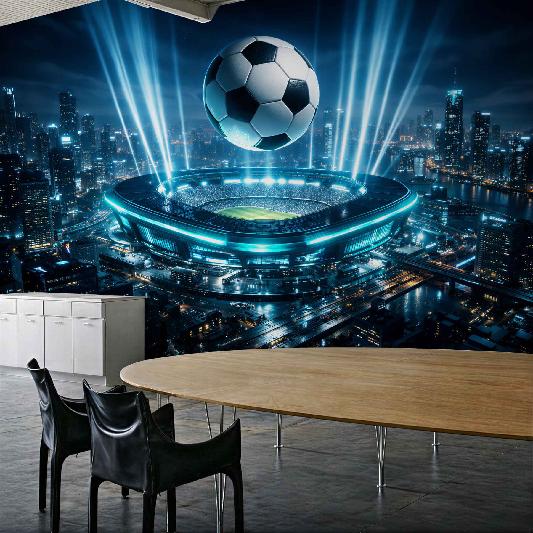 Fototapeta futurystyczny stadion w blasku miasta