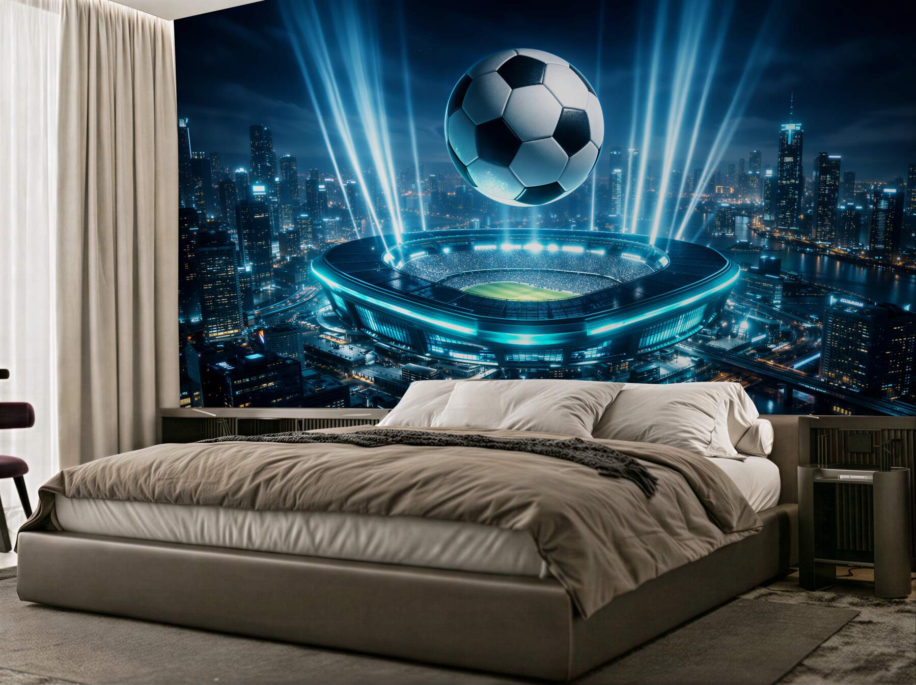 Fototapeta futurystyczny stadion w blasku miasta