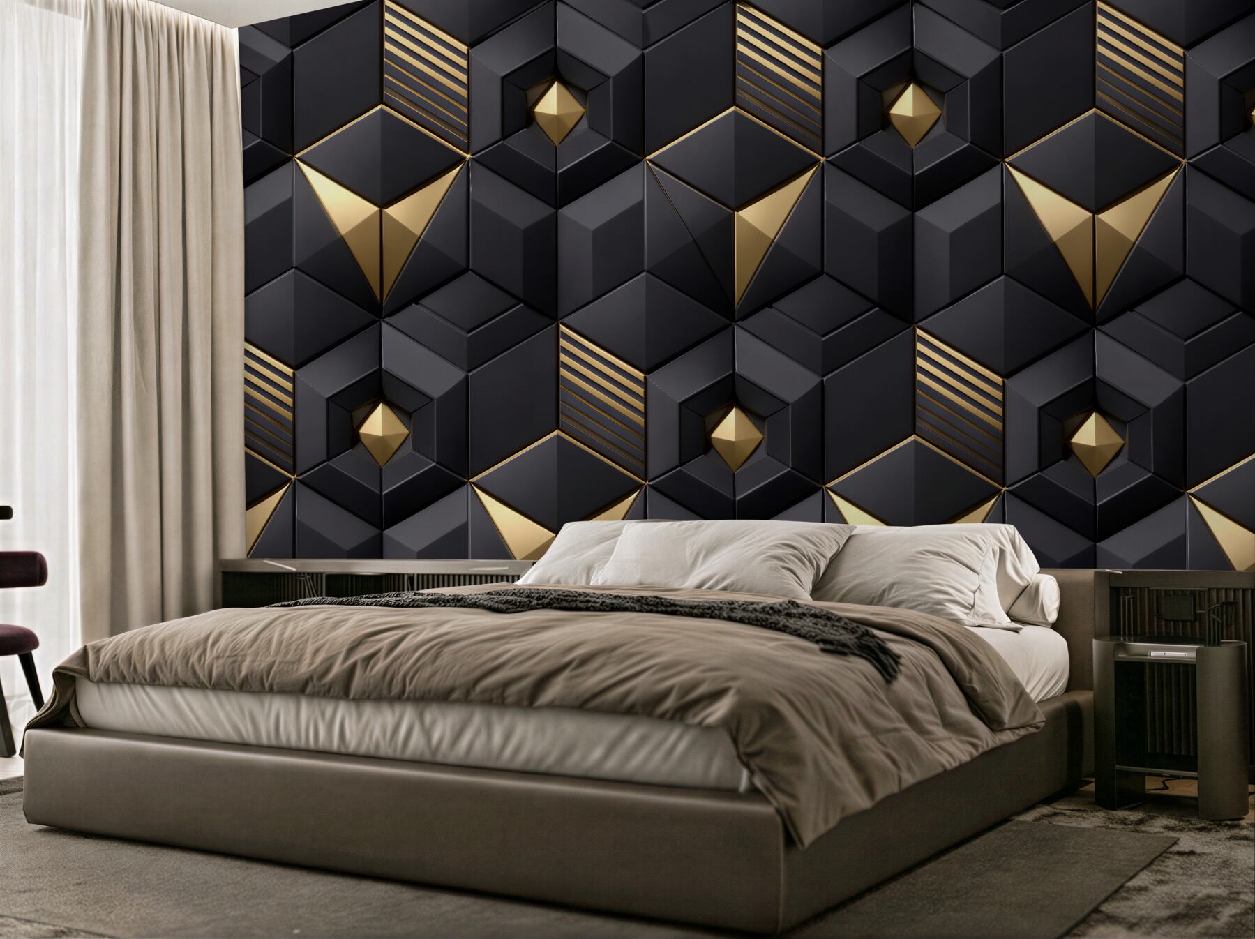 Fototapeta czarno-złota geometryczna elegancja 3d