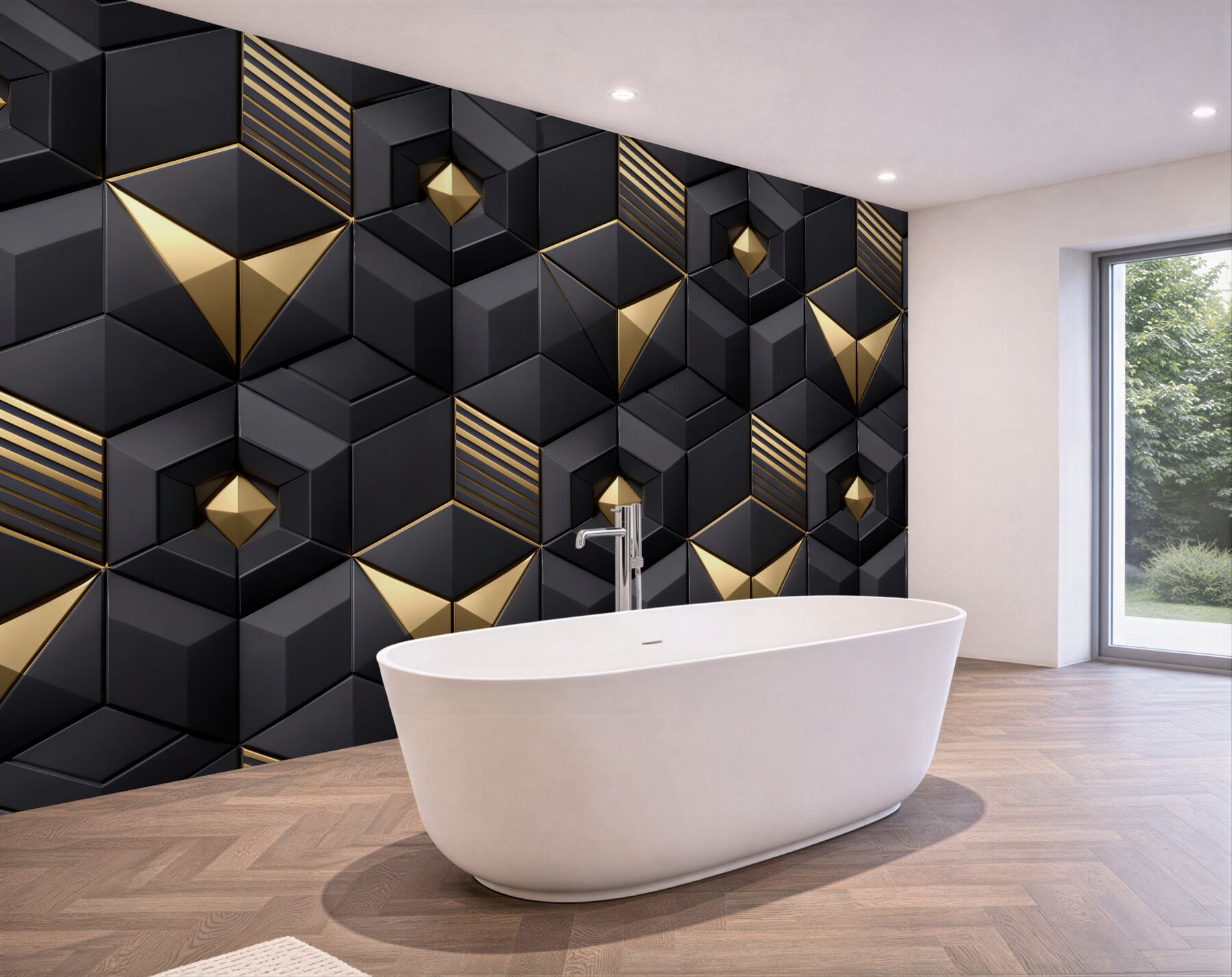 Fototapeta czarno-złota geometryczna elegancja 3d